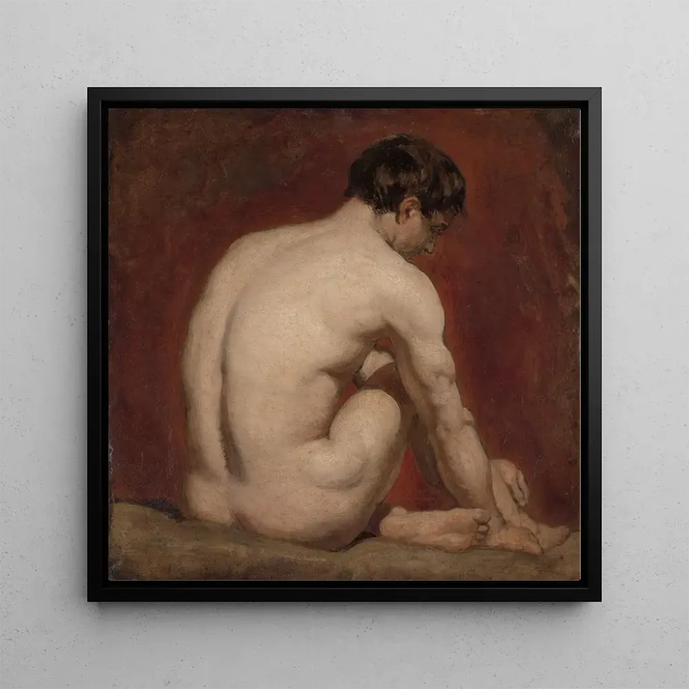 Tableau Nu masculin à genoux vu de dos - William Etty | Reproduction Artem Legrand