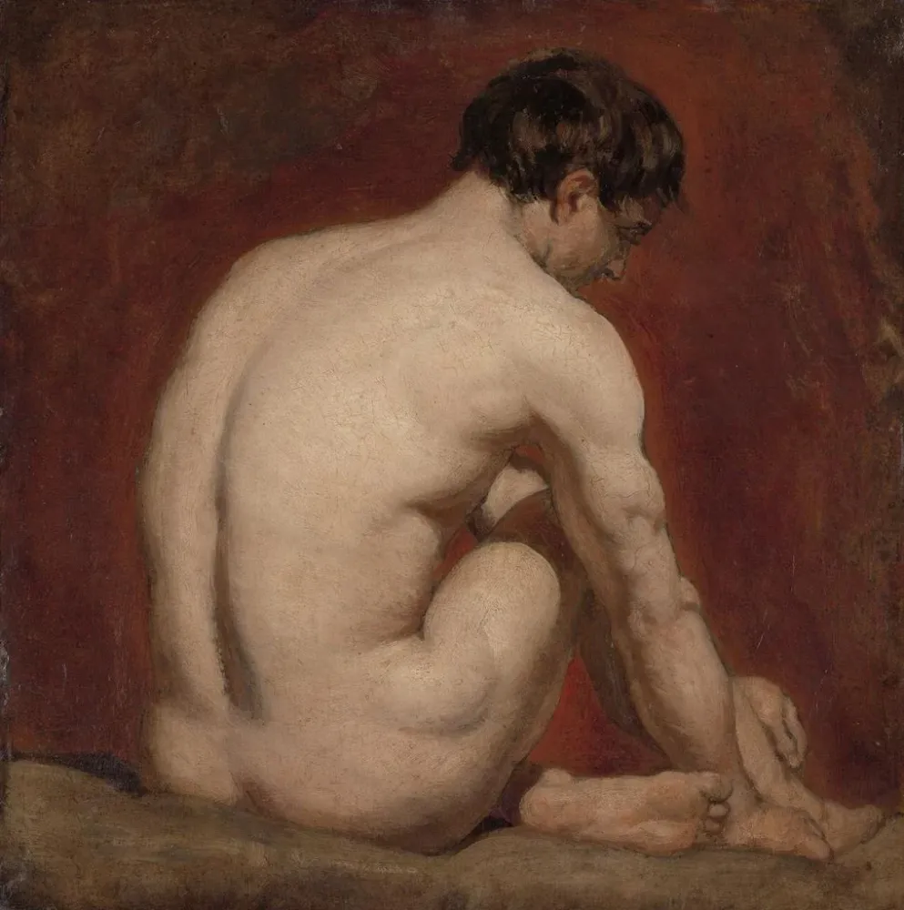 Tableau Nu masculin à genoux vu de dos - William Etty | Reproduction Artem Legrand
