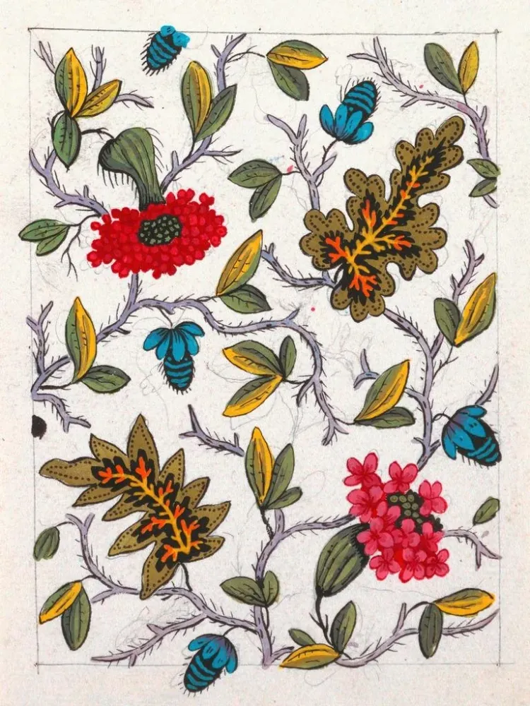 Tableau Motif floral pour textile imprimé Pl IV - Anonyme | Reproduction Artem Legrand