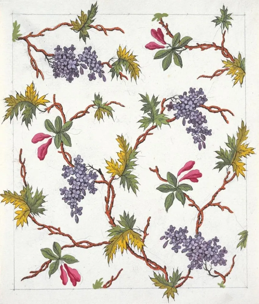 Tableau Motif floral pour textile imprimé Pl XVIII - Anonyme | Reproduction Artem Legrand