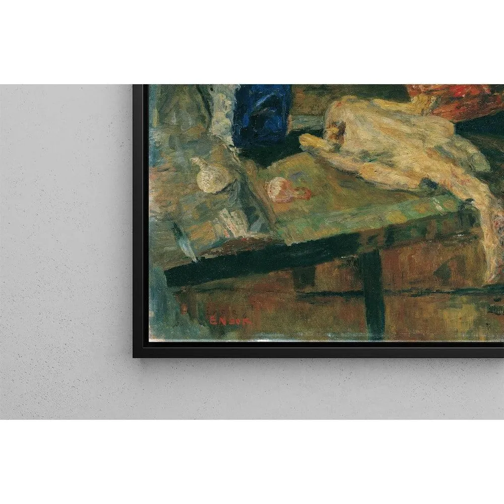 Tableau Nature morte avec bouteille bleue et poulet plumé - James Ensor | Reproduction Artem Legrand