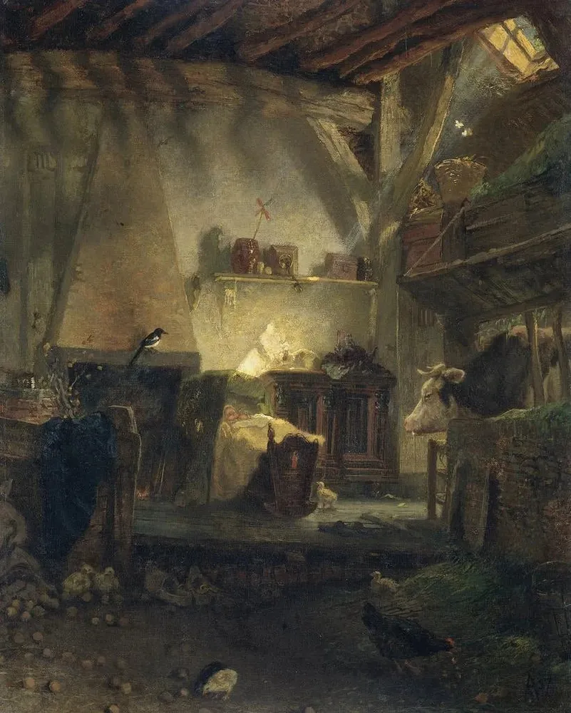 Tableau Nourrisson bien gardé - August Allebé | Reproduction Artem Legrand