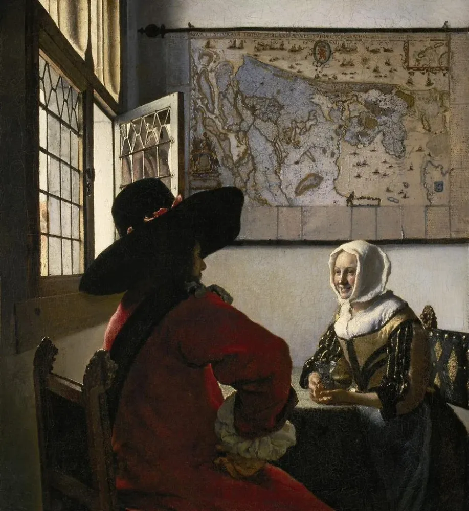 Tableau Officier et fille riant - Johannes Vermeer | Reproduction Artem Legrand