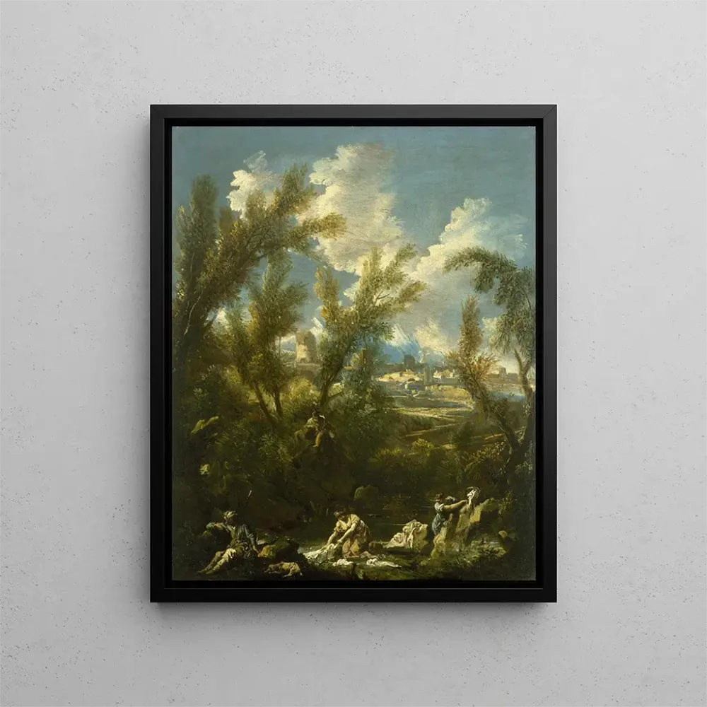 Tableau Paysage avec la lavandière - Alessandro Magnasco | Reproduction Artem Legrand