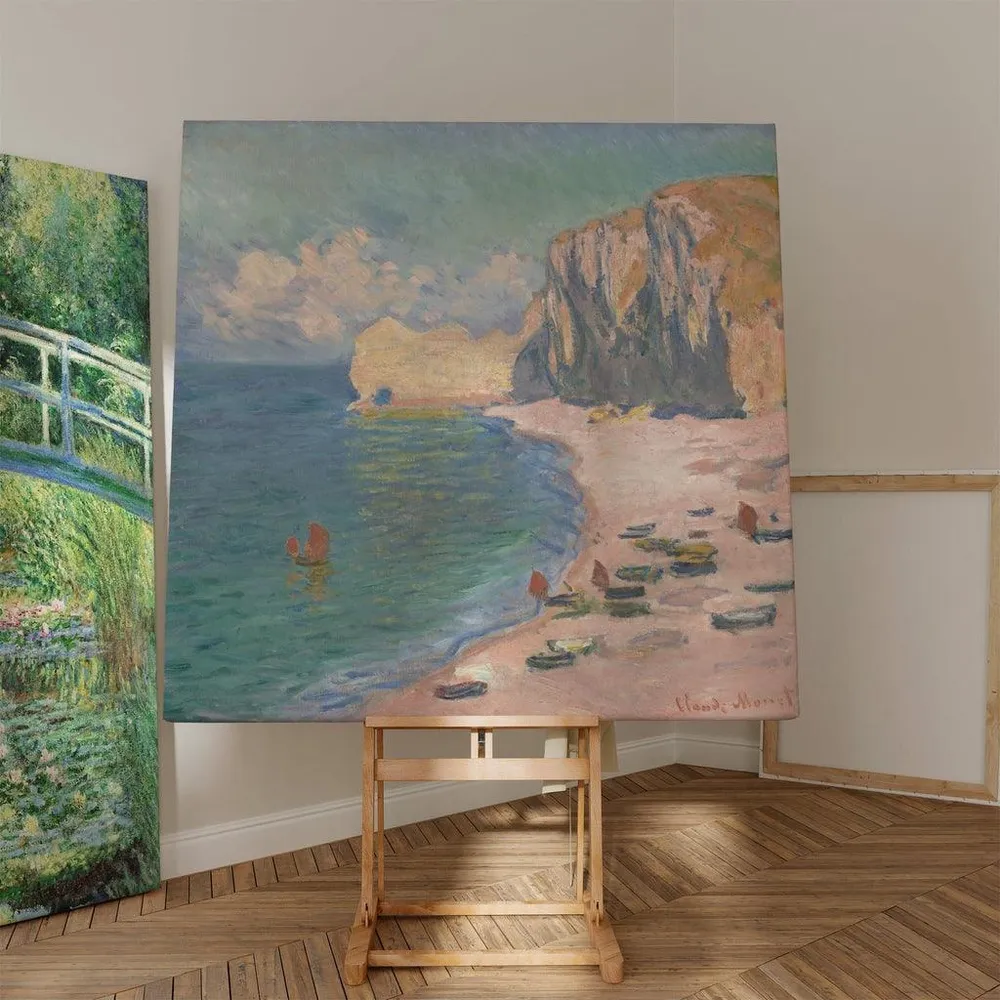 Tableau La Plage et la Falaise d'Amont - Claude Monet | Reproduction Artem Legrand