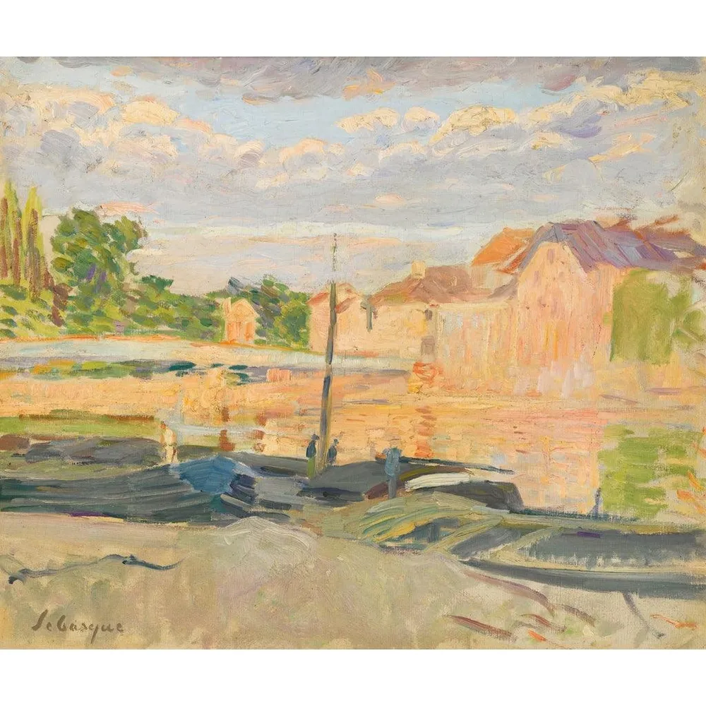 Tableau Péniches au Bord de la Marne - Henri Lebasque | Reproduction Artem Legrand