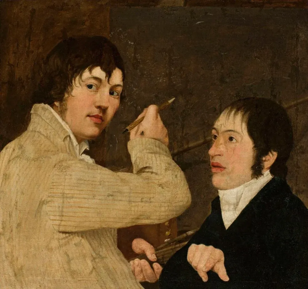Tableau Portrait d'un peintre avec un jeune homme - Jan Antoni Blank | Reproduction Artem Legrand