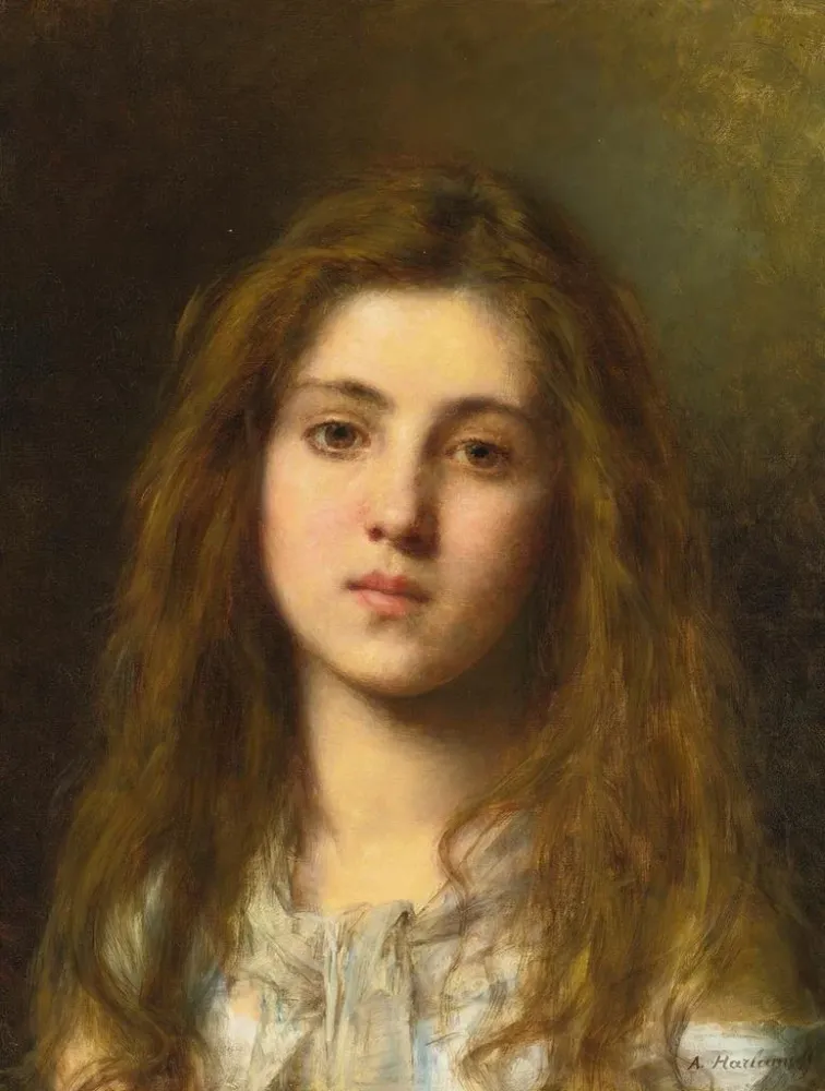 Tableau Portrait d'une jeune fille - Alexei Harlamoff | Reproduction Artem Legrand