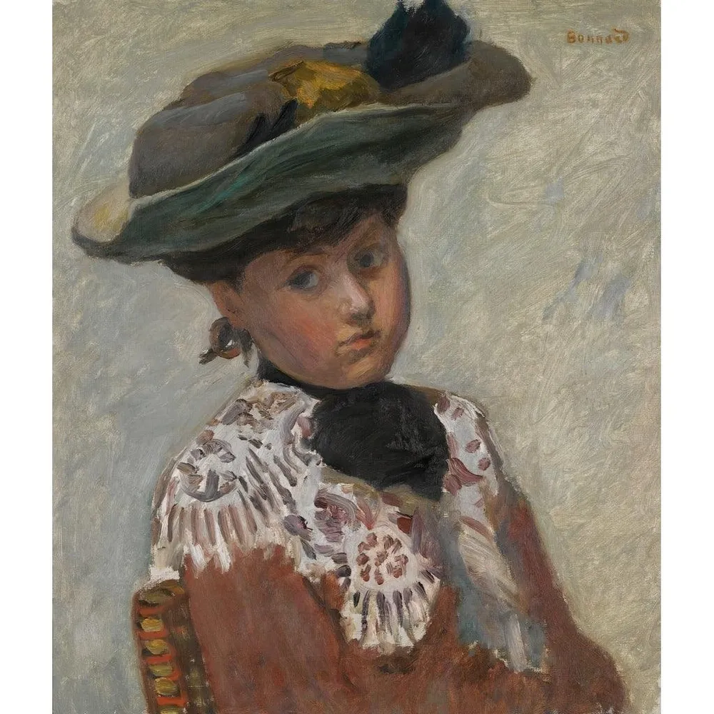 Tableau Portrait de Jeune Femme Or Le Chapeau - Pierre Bonnard | Reproduction Artem Legrand