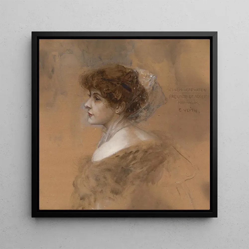 Tableau Portrait en trois quarts d'une jeune femme - Eduard Veith | Reproduction Artem Legrand