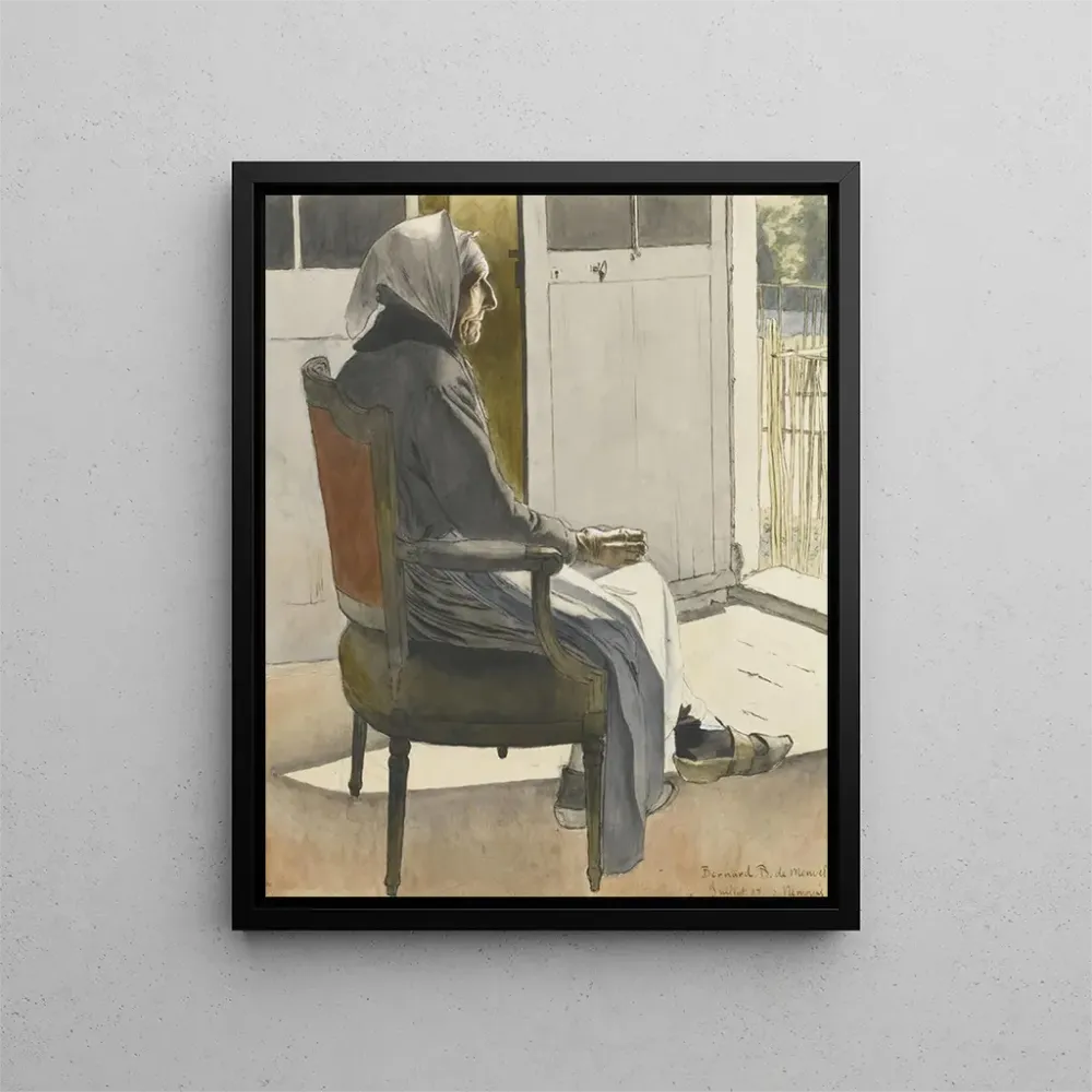 Tableau Portrait de vieille paysanne assise devant une porte - Bernard Boutet de Monvel | Reproduction Artem Legrand
