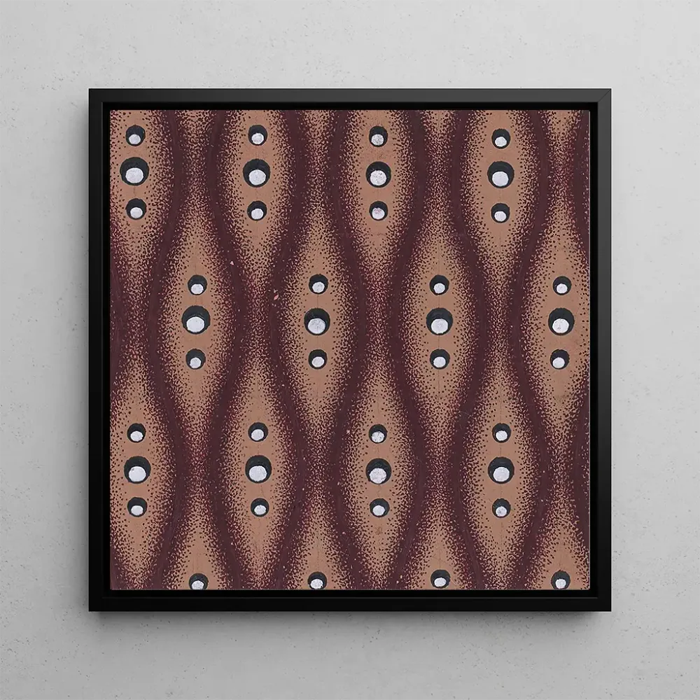 Tableau Rangées verticales et horizontales de fleurs stylisées en forme de balle avec des perles comme pistils, placées al...