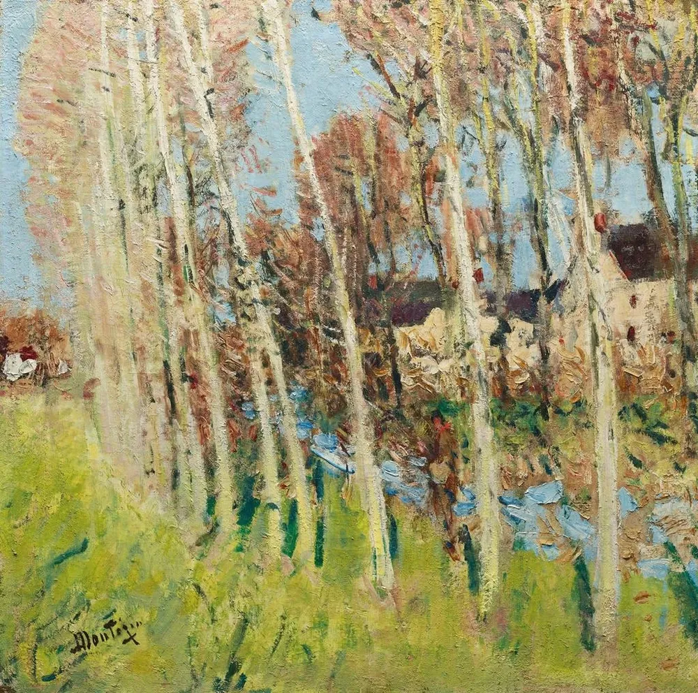 Tableau Ruisseau bordé de peupliers - Pierre-Eugène Montzin | Reproduction Artem Legrand