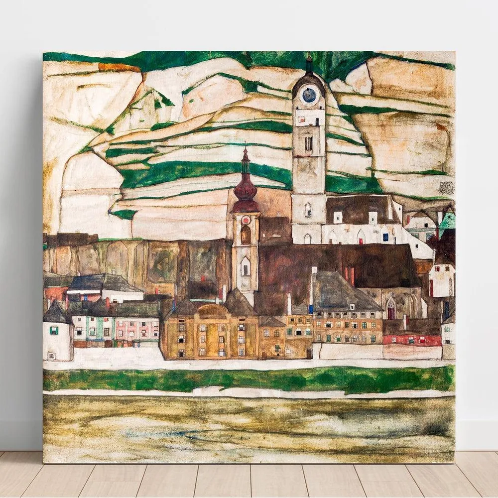Tableau Stein sur le Danube, vu du sud (Grand format) - Egon Schiele | Reproduction Artem Legrand