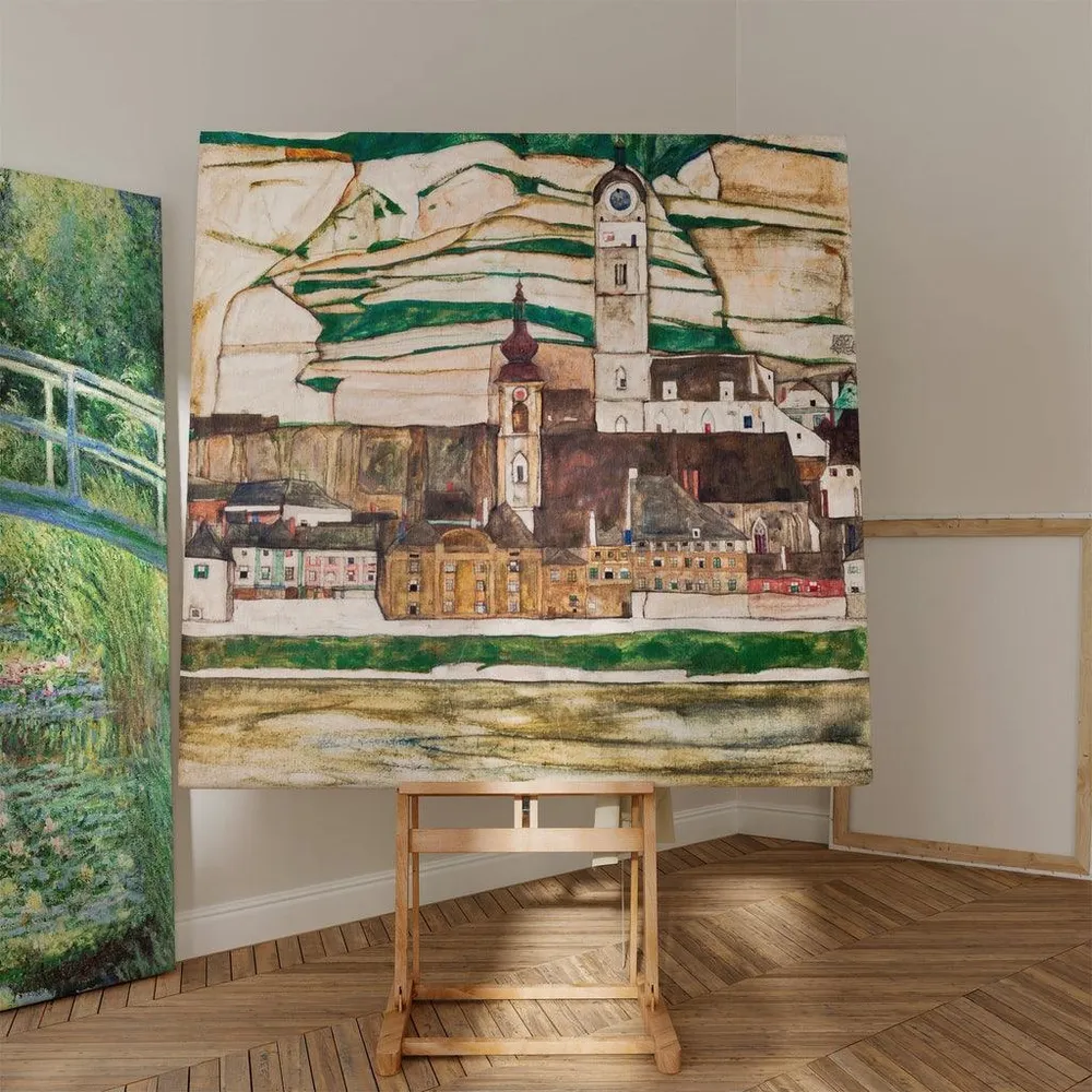 Tableau Stein sur le Danube, vu du sud (Grand format) - Egon Schiele | Reproduction Artem Legrand