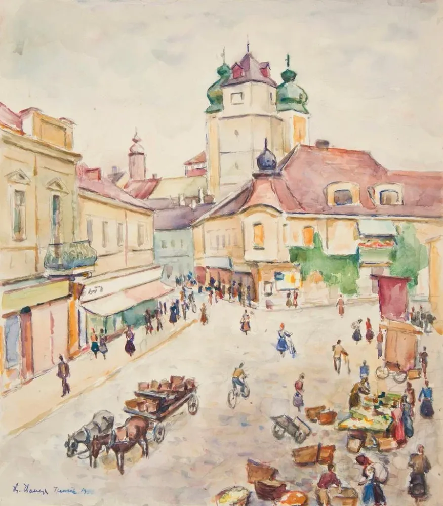 Tableau Trenczyn, vue d'un fragment de la ville - Ivan Ivanec | Reproduction Artem Legrand