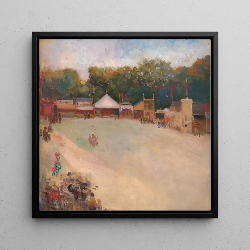 Tableau Une soirée d'été à la fête foraine dans le parc aux cerfs au nord de Copenhague - Fridolin Johansen | Reproduction...