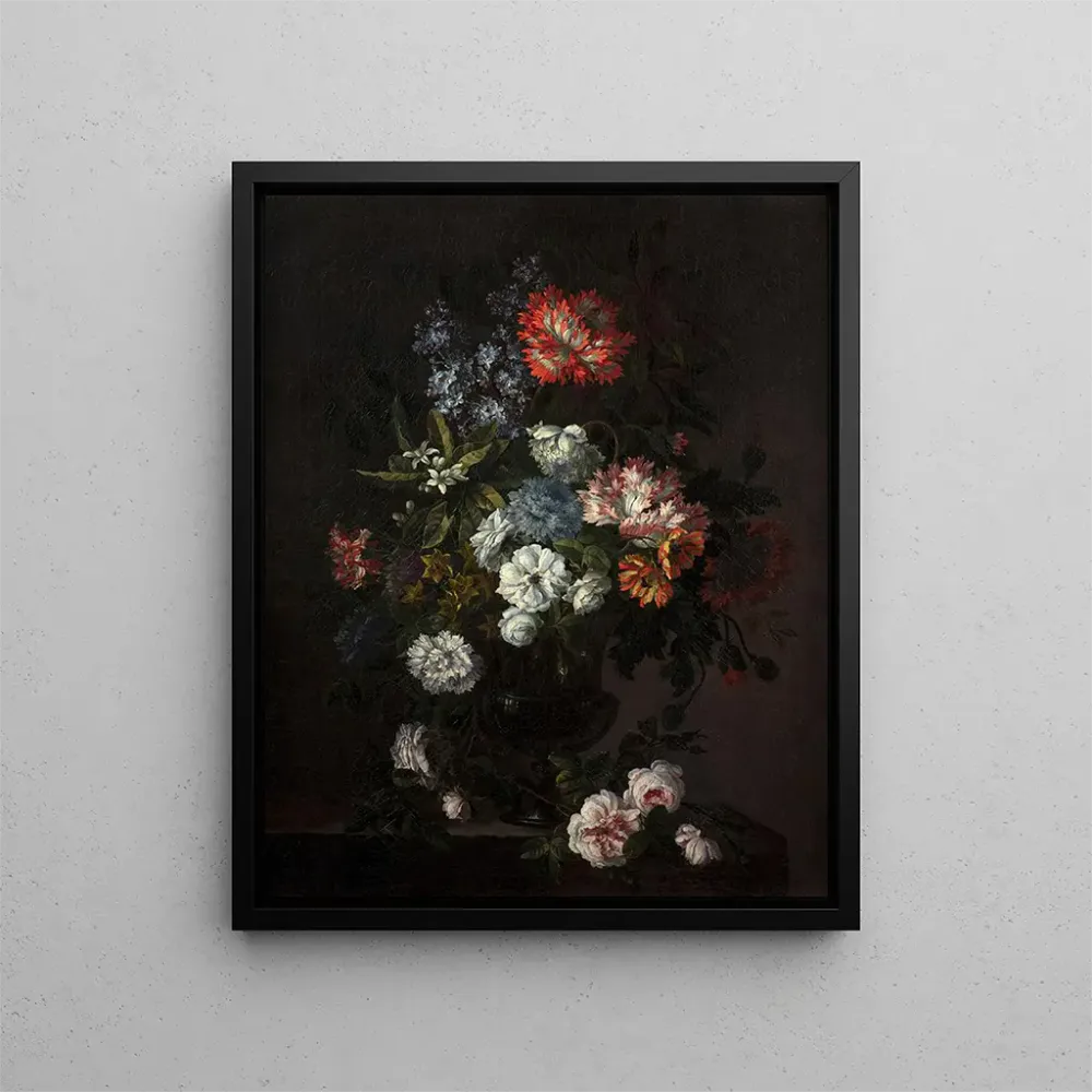 Tableau Vase de fleurs sur un entablement en pierre - Antoine Monnoyer | Reproduction Artem Legrand