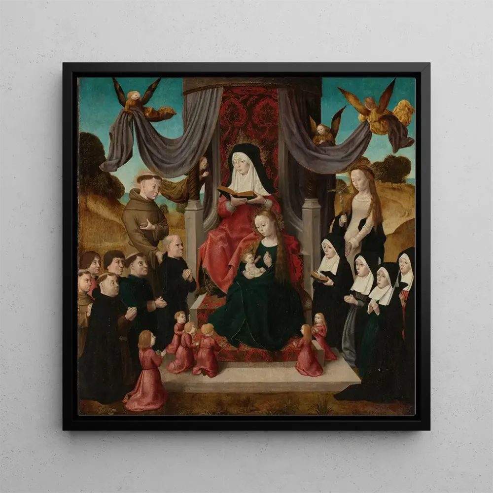 Tableau Vierge et Enfant avec Sainte Anne et Saints François et Lidwina avec les donateurs Anna Selbdritt - Maître des pan...