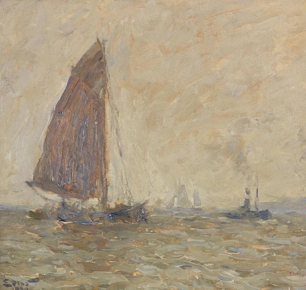 Tableau Voilier et barque sur l'Elbe - Henning Edens | Reproduction Artem Legrand