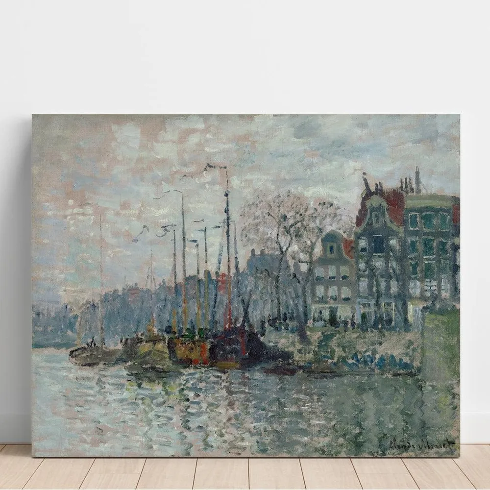 Tableau Vue de la Prins Hendrikkade et du Kromme Waal à Amsterdam - Claude Monet | Reproduction Artem Legrand