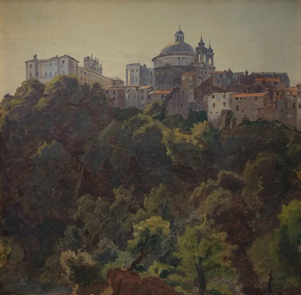 Tableau Vue vers Ariccia et le Palazzo Chigi et S Maria dell'Assunzione, Italie - Thorald Lsse | Reproduction Artem Legrand