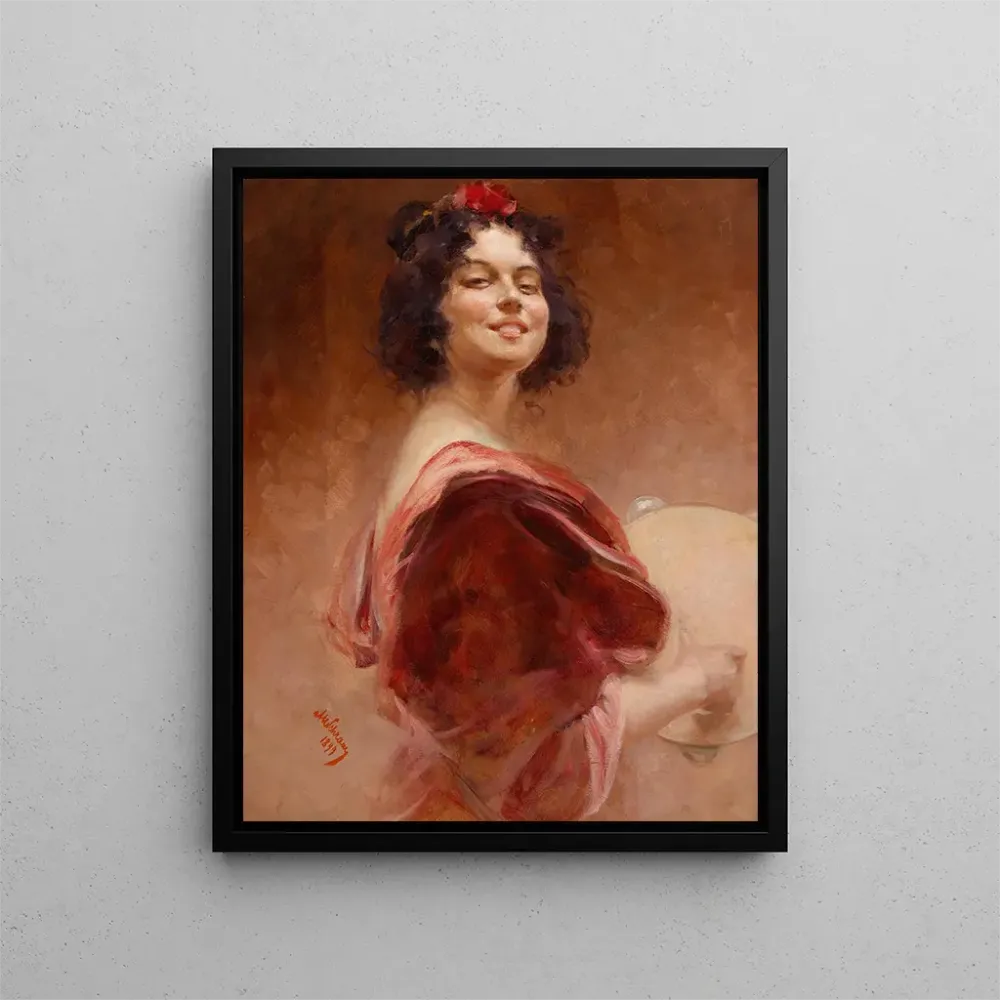 Tableau Zigeunerin mit Tambourin - Alois Hans Schram | Reproduction Artem Legrand