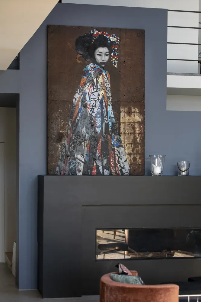 Geisha - peinture à l’huile sur métal rouillé ARTSWILD Gallery