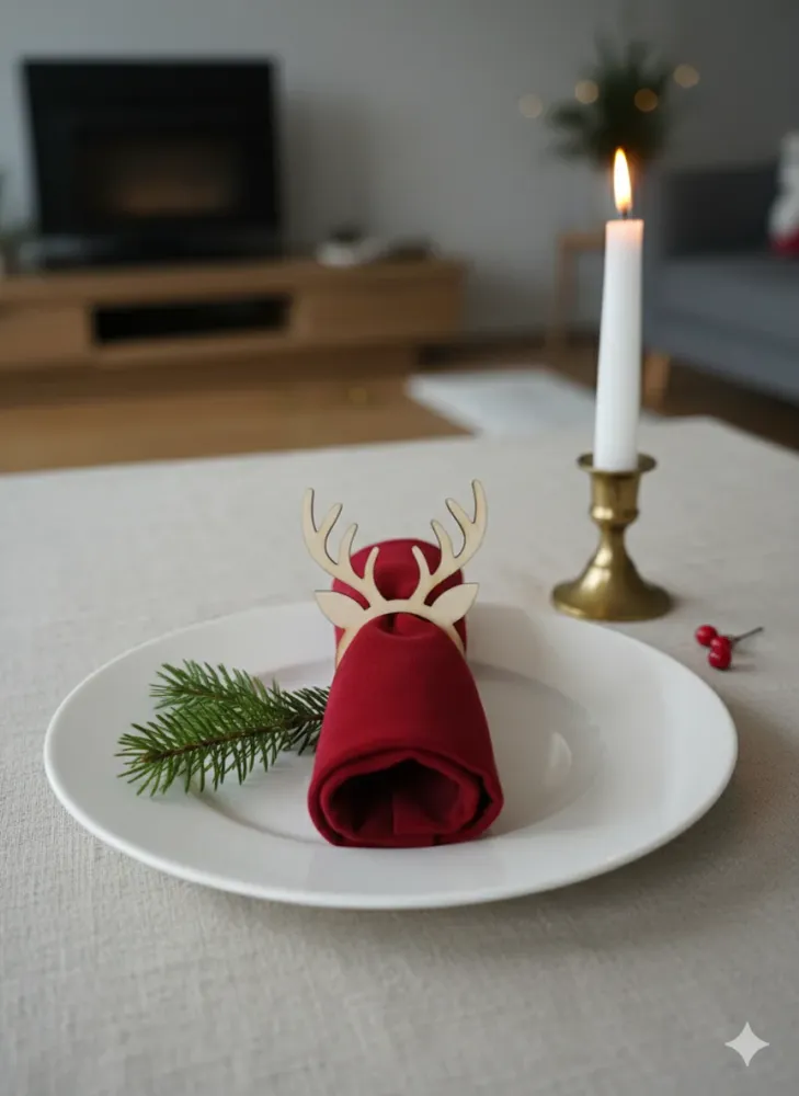 Lot de 4 Ronds de serviette Noël en bois Atelier Eli'magine