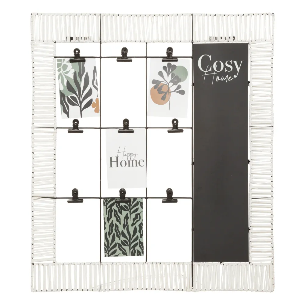 Atmosphera Cosy support photo mural avec tableau noir - rotin métal - plus accessoires - 60 x 68 CM