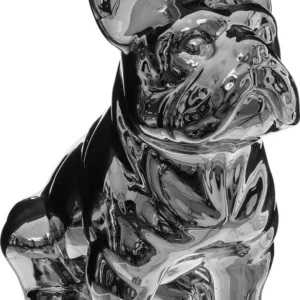 Atmosphera Statue Bouledogue argent - Décoration - Statue décorative - H22 cm