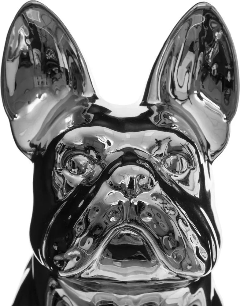 Atmosphera Statue Bouledogue argent - Décoration - Statue décorative - H22 cm