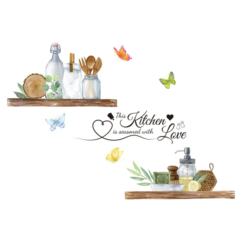 Autocollant mural décoratif pour cuisinière en PVC imperméable - Sticker cuisine design cartoon