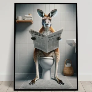Poster Humoristique Kangourou Aux Toilettes - Décoration WC & Salle de Bain, Cadre Fun Cadeau Original Balthazart Studio