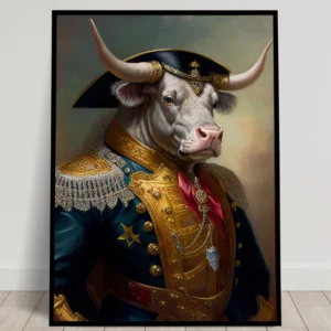 Poster Taureau en Uniforme Militaire - Décoration Murale Animaux, Art et Affiches Balthazart Studio