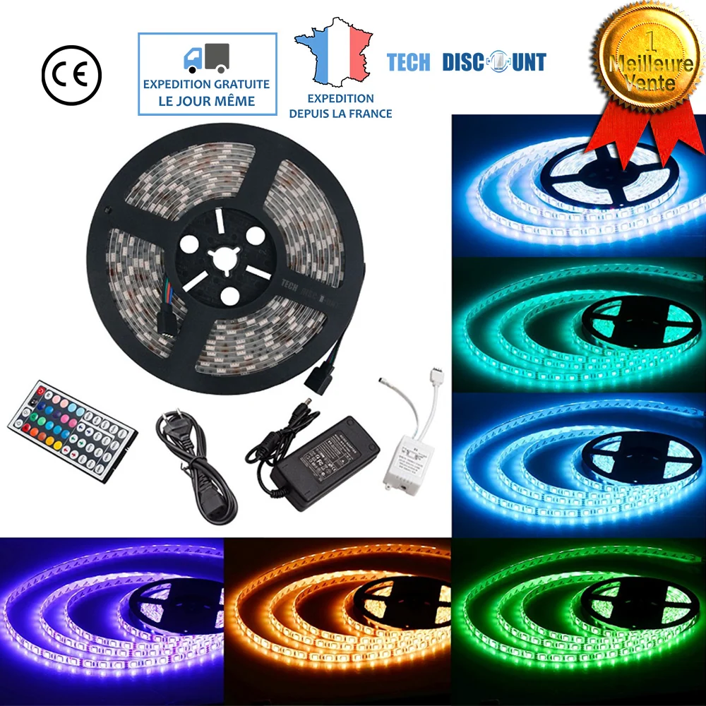 TD® Bande Lumineuse LED Guirlandes Flexible Multicolore Décoration Noël Anniversaire Halloween Chaîne Jardin Cérémonie Mar...