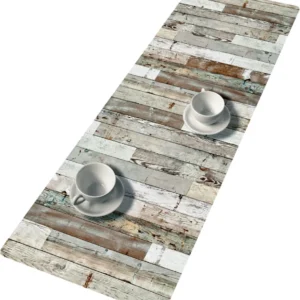 Chemin de table Bertoni Nappe en feutre avec motif 95 x 33 cm Ventige White
