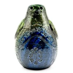 Bitossi (Italie) « Rimini » bleu/vert, pingouin de 20 cm *PIÈCE RARE*