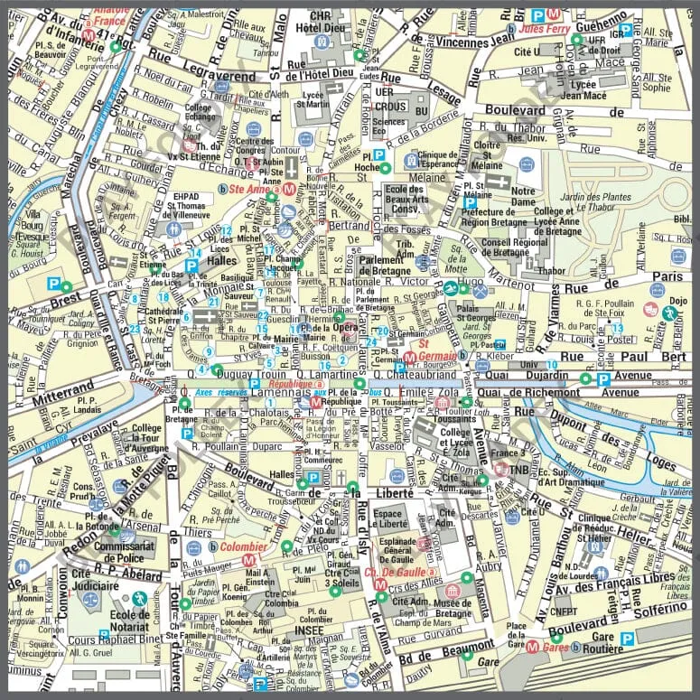 Poster de ville - Rennes (100 x 70 cm) | Blay Foldex
