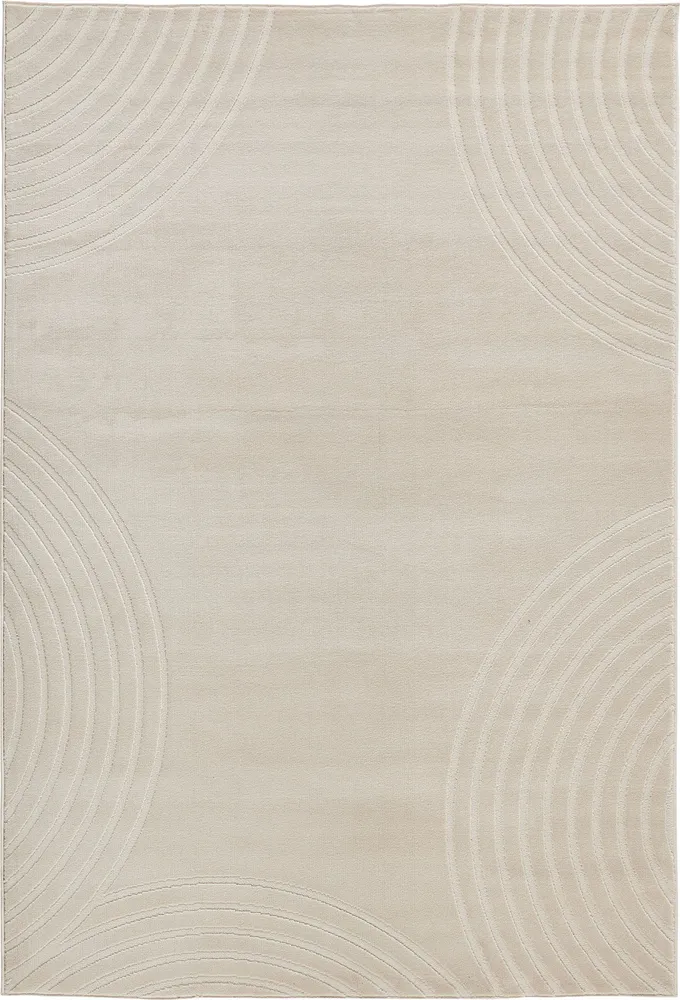 Tapis poils ras motif arc en relief crème : BLO1030CRE BLOOM