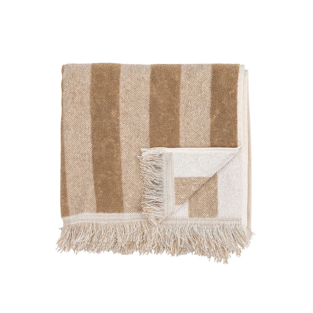 Bloomingville Serviette de bain Elaia, Marron, Coton