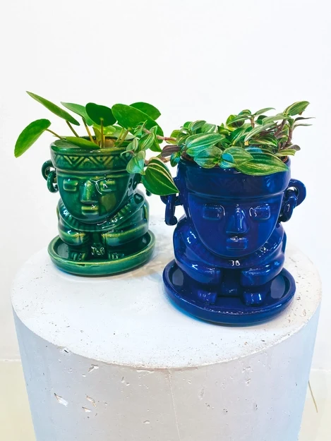 Vase Muisca Émaillé Bleu - Moyen boho deco