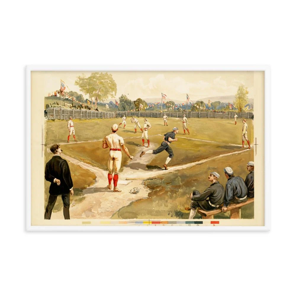 Baseball du 19e siècle - Affiche Boston Public Library