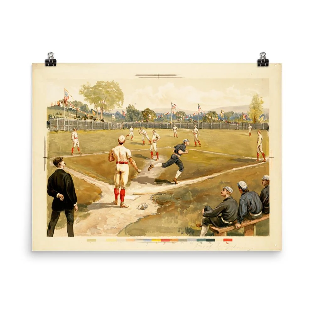 Baseball du 19e siècle - Affiche Boston Public Library