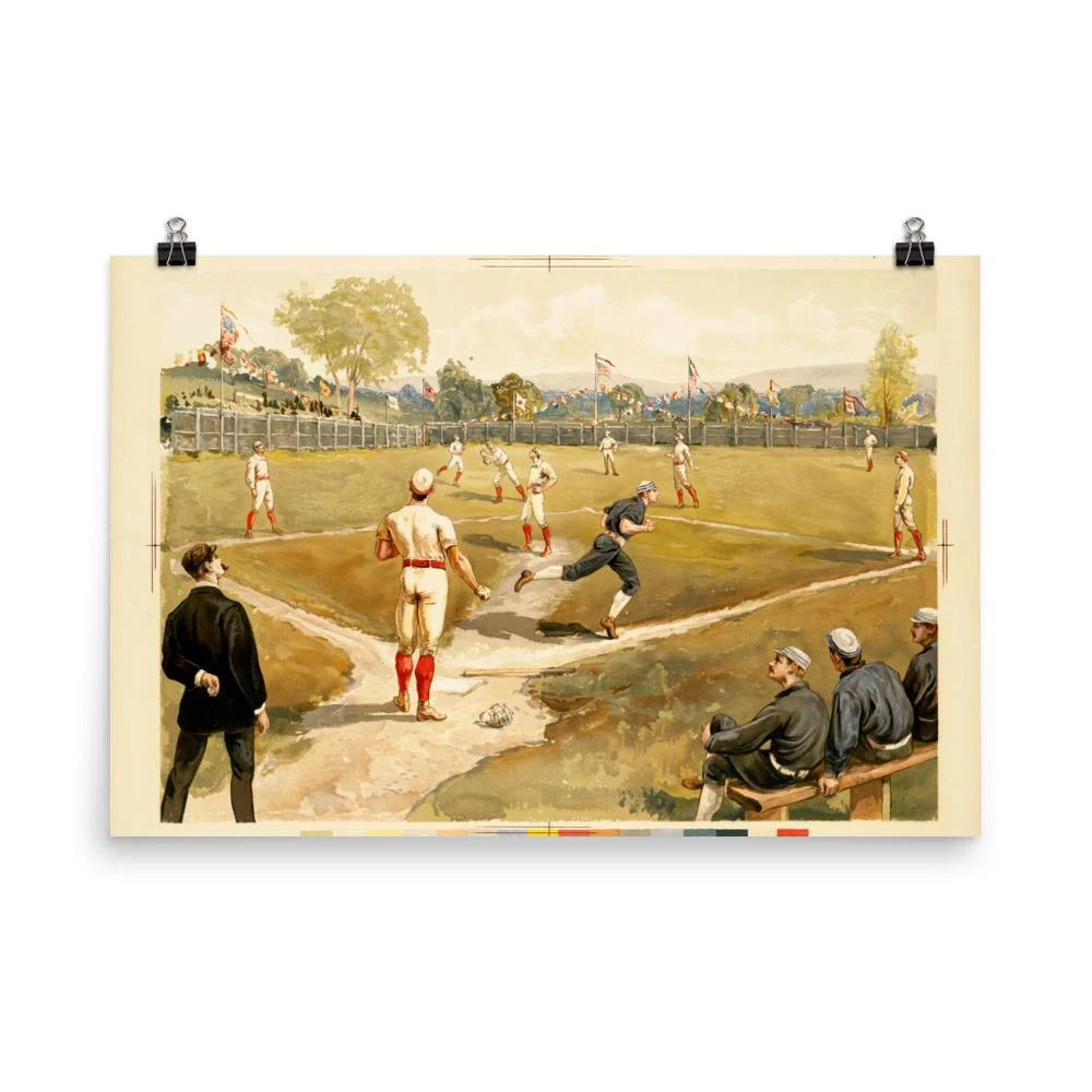 Baseball du 19e siècle - Affiche Boston Public Library