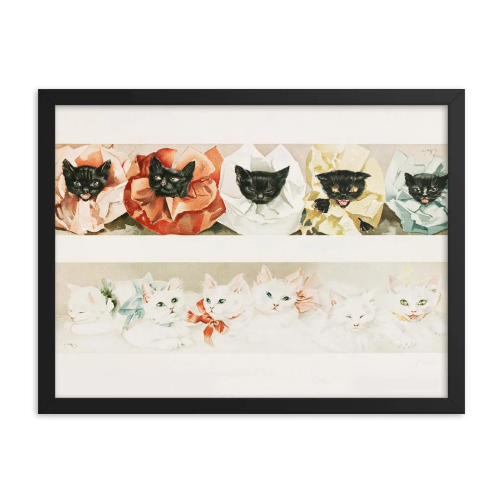 Chats - affiche dans un cadre Boston Public Library