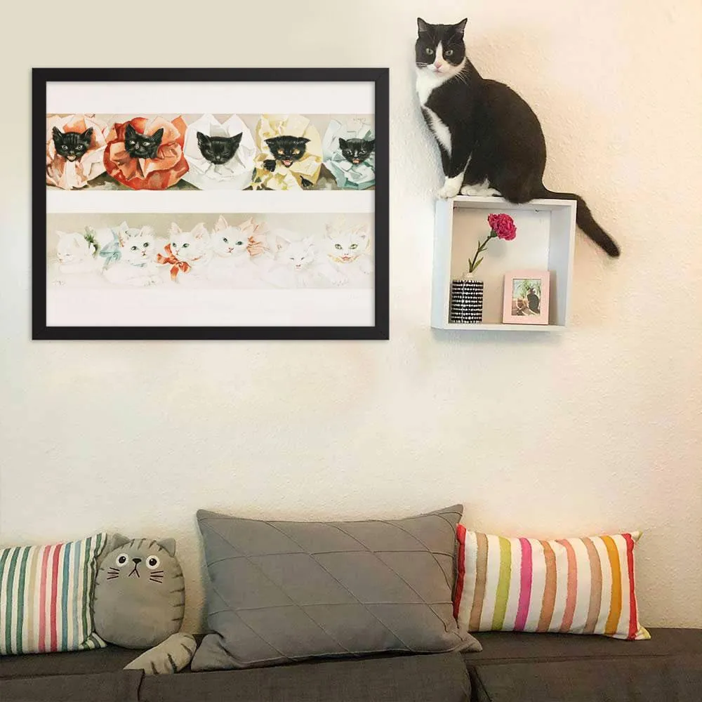 Chats - affiche dans un cadre Boston Public Library