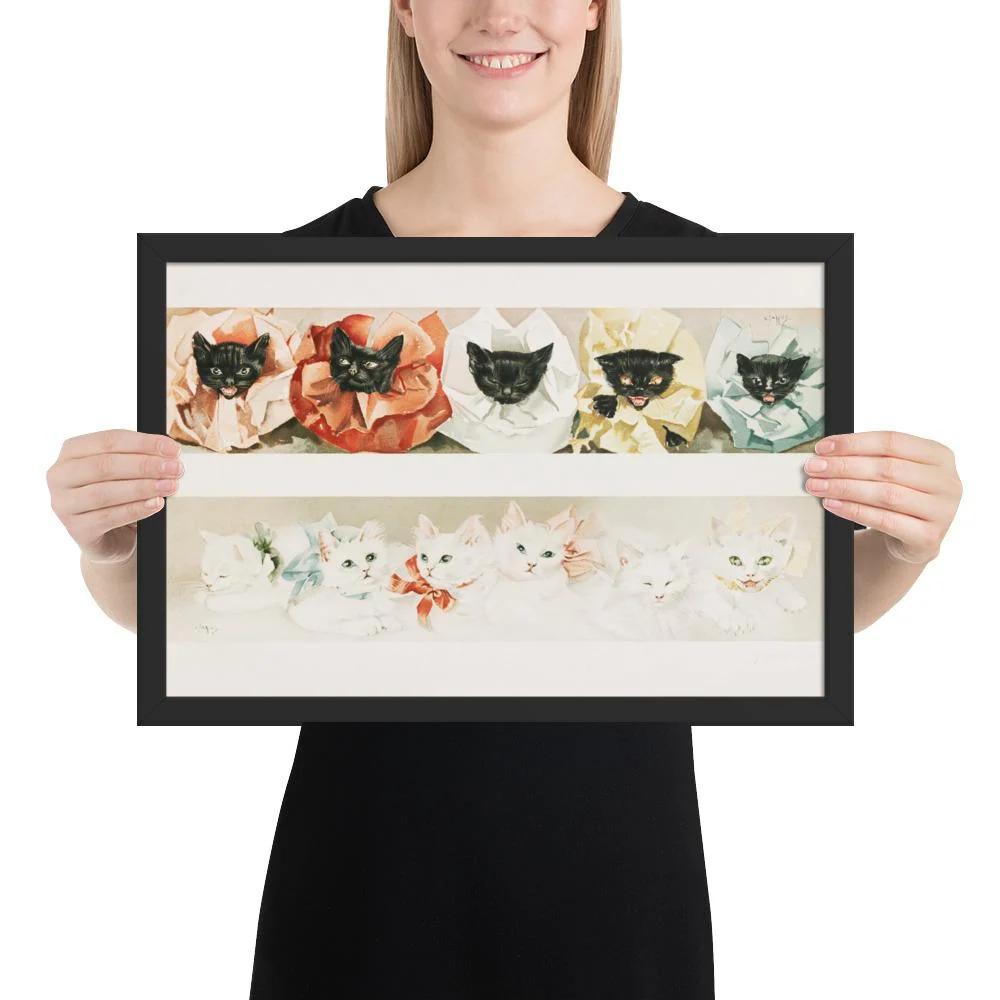 Chats - affiche dans un cadre Boston Public Library