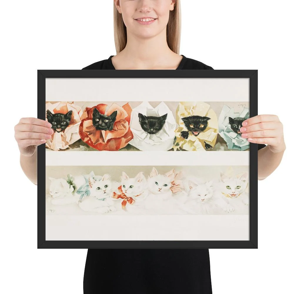 Chats - affiche dans un cadre Boston Public Library