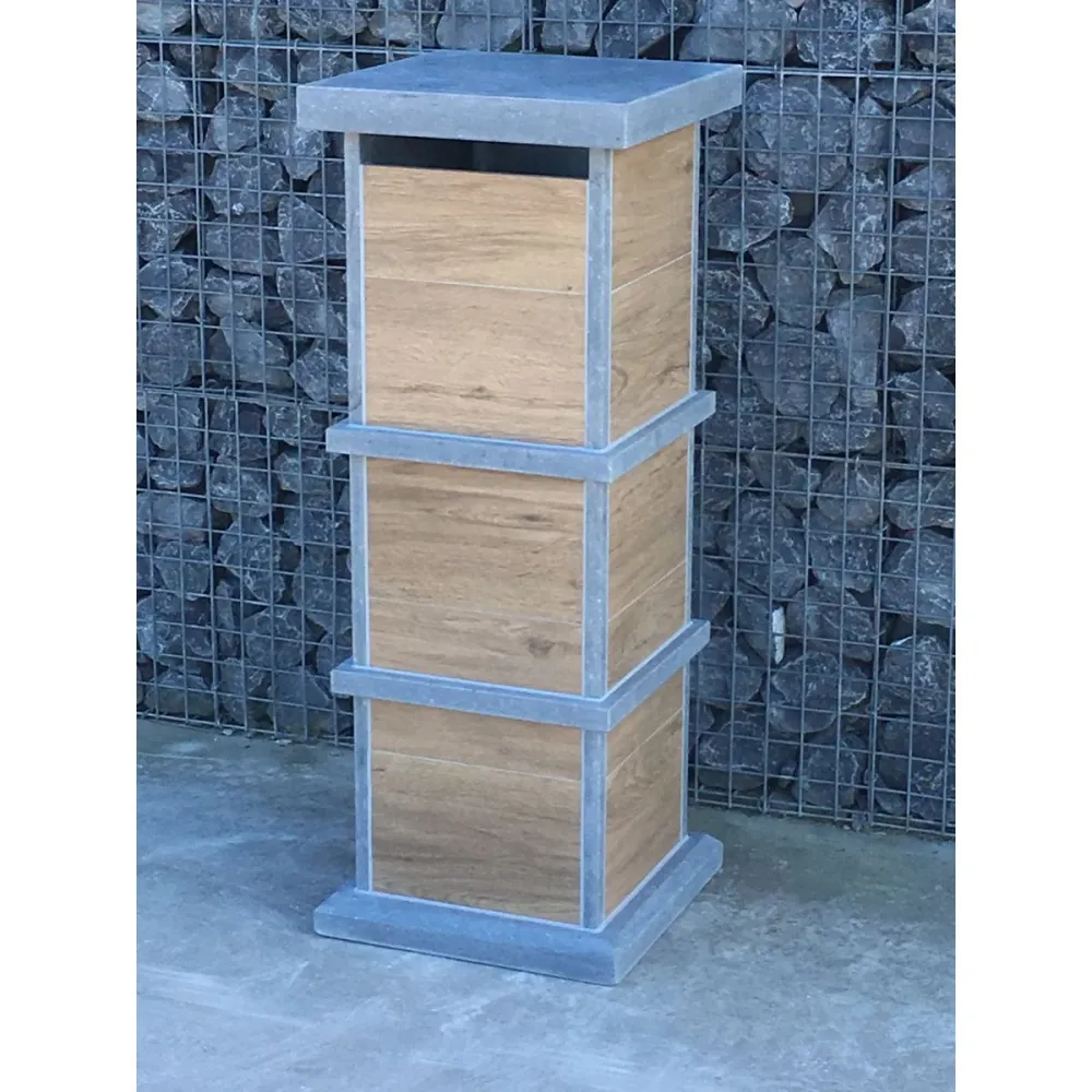 Boîte aux lettres VASP Pamplona aspect bois - Pierre bleue belge